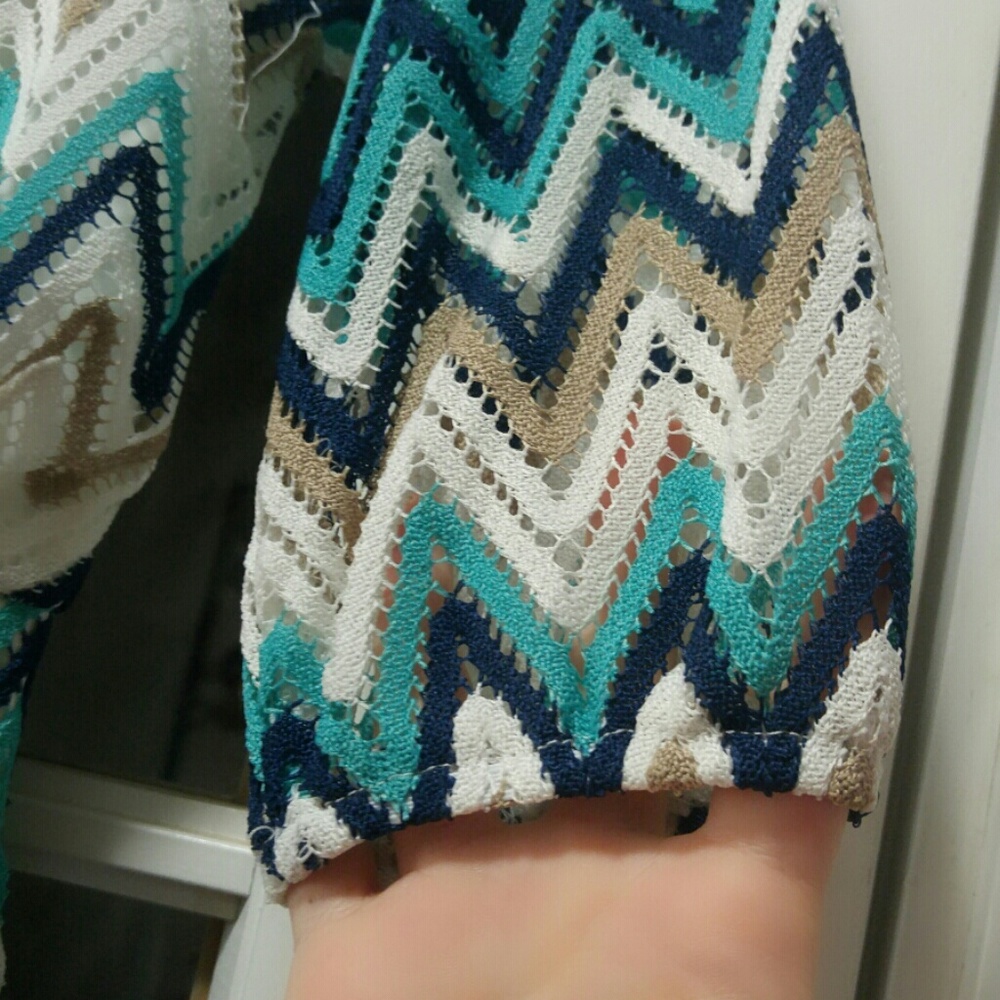 NWOT Beautiful Teal and Cream Maxi Dress - Picture 3 of 4